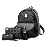 Newposs Mini Backpack PU Leather Graceful Bagpack Three-piece Set