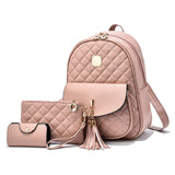 Newposs Mini Backpack PU Leather Graceful Bagpack Three-piece Set