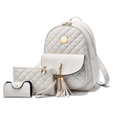 Newposs Mini Backpack PU Leather Graceful Bagpack Three-piece Set