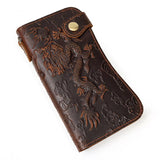Men's 3D Dragon Embossing Long Wallet with Chain