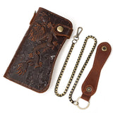 Men's 3D Dragon Embossing Long Wallet with Chain
