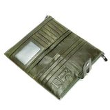 Green Red Bifold Zipper Long Purse for Lady