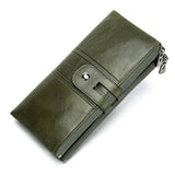 Green Red Bifold Zipper Long Purse for Lady