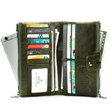 Green Red Bifold Zipper Long Purse for Lady