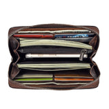 Retro Style Leather Zipper Long Purse Red