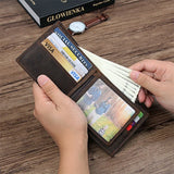 Retro Men's Leather Wallet Trifold Short Purse RFID
