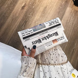 Newspaper Print Crossbody Messenger Bag Women Casual Envelope Clutch