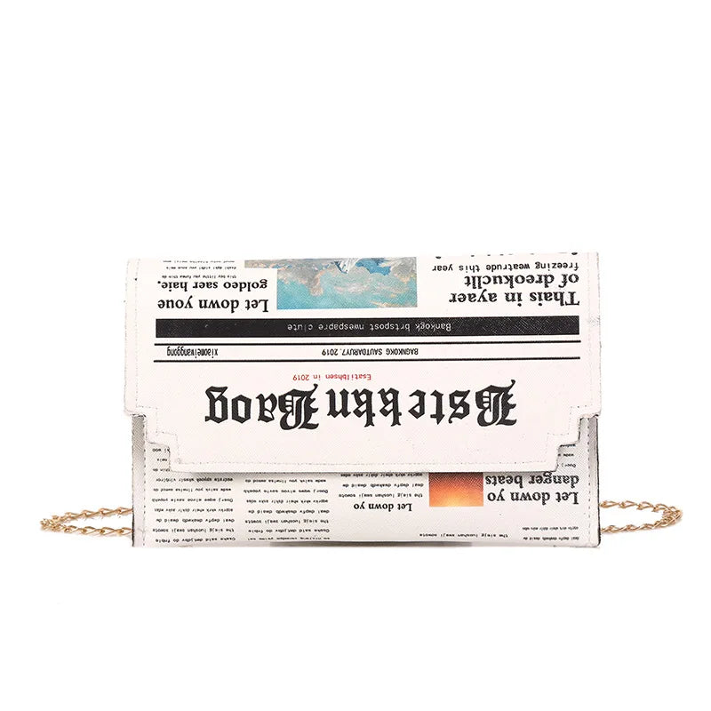 Newspapers Modeling Daily Chain Bag Envelope Clutch Shoulder Purse Evening Bags