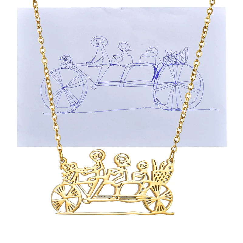 Customized Kid's Drawing Necklace Bracelet Keychain