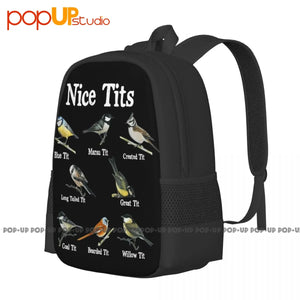 Bird Watching Birder Backpack School Art Print Sports Travel Bag