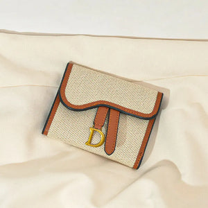 Retro Contrast Folding Clutch Bag Women's Purse Short Wallet