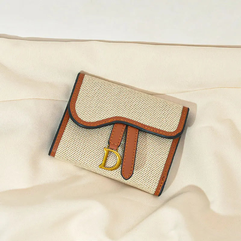 Retro Contrast Folding Clutch Bag Women's Purse Short Wallet
