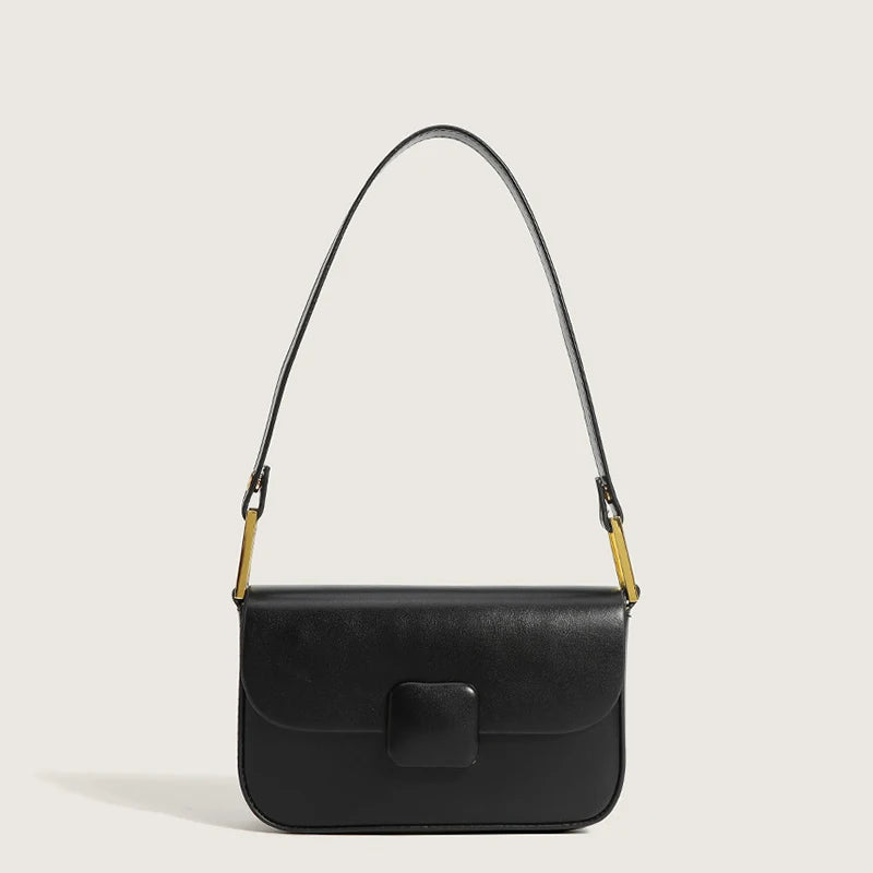 Solid Square Buckle Women's Shoulder Bag