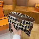 Checkerboard Bag Messenger Bag Women's Chest Bag Shoulder Bag