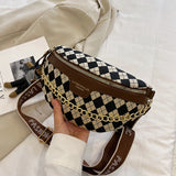 Checkerboard Bag Messenger Bag Women's Chest Bag Shoulder Bag