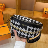 Checkerboard Bag Messenger Bag Women's Chest Bag Shoulder Bag