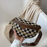 Checkerboard Bag Messenger Bag Women's Chest Bag Shoulder Bag