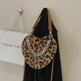 Leopard Love Plush Fur Chain Shoulder Bag
