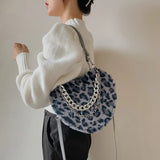 Leopard Love Plush Fur Chain Shoulder Bag
