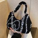 Lamb Plush Crossbody Bag Chain Hair Bag