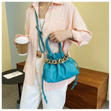 Soft PU Leather Dumpling Bag Drawstring Crossbody Bucket Handbag
