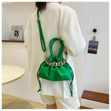 Soft PU Leather Dumpling Bag Drawstring Crossbody Bucket Handbag