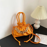 Soft PU Leather Dumpling Bag Drawstring Crossbody Bucket Handbag