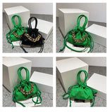 Soft PU Leather Dumpling Bag Drawstring Crossbody Bucket Handbag