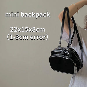Women's Small Backpack Patent Leather Girls Student Shoulder Bags