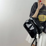 Women's Small Backpack Patent Leather Girls Student Shoulder Bags