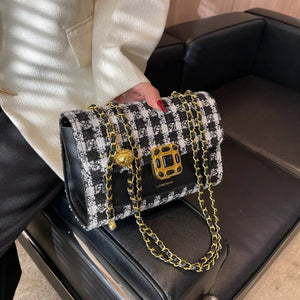 Plaid Chain Messenger Bag Autumn/Winter Women's Shoulder Bag