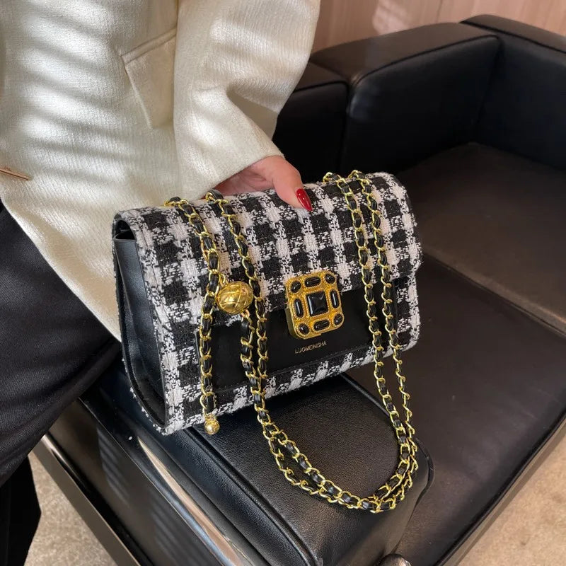 Plaid Chain Messenger Bag Autumn/Winter Women's Shoulder Bag