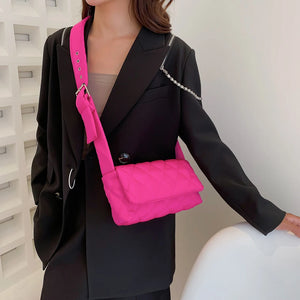 Nylon Crossbody Bags for Women - Solid Color Square Pouch Handbag