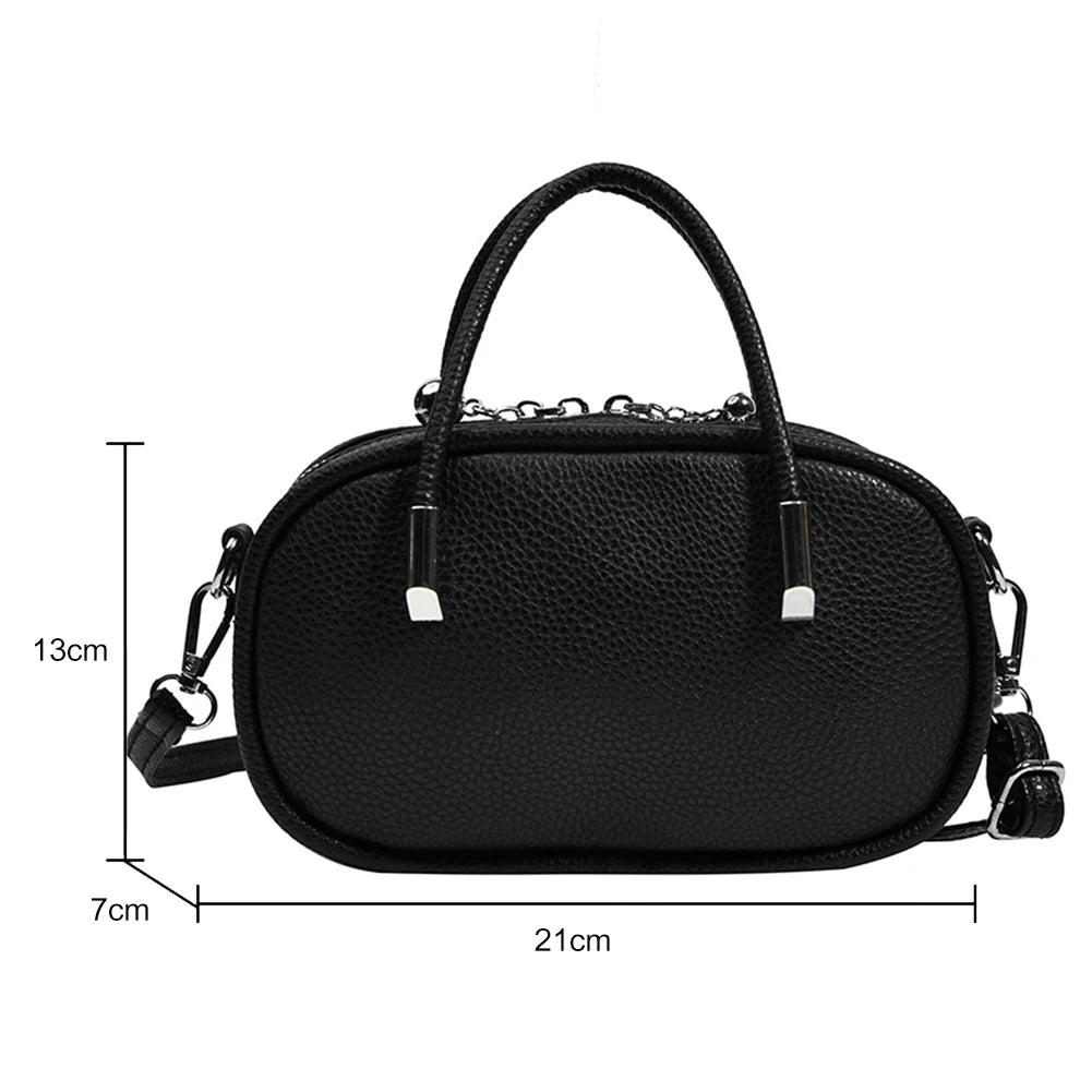 Women's Niche Crossbody Bag Solid PU Leather Tote