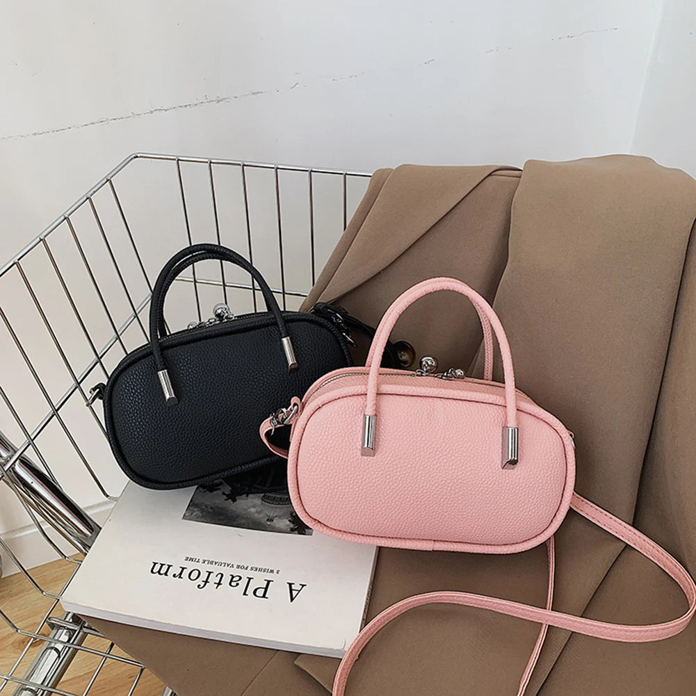 Women's Niche Crossbody Bag Solid PU Leather Tote
