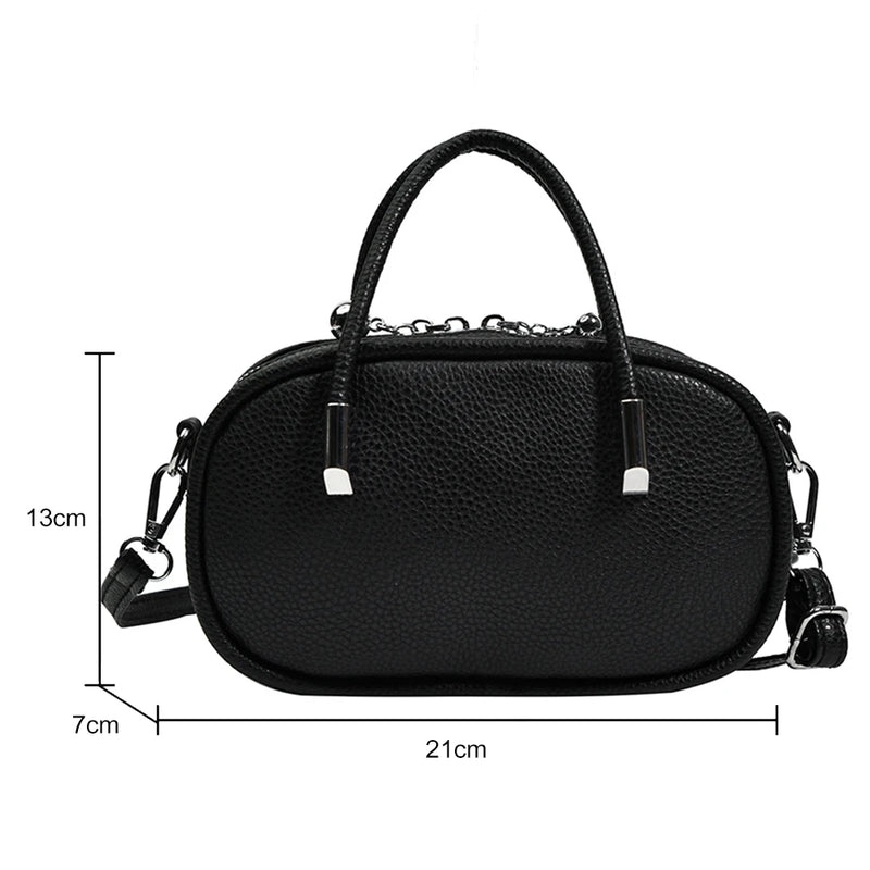 Women's Niche Crossbody Bag Solid PU Leather Tote