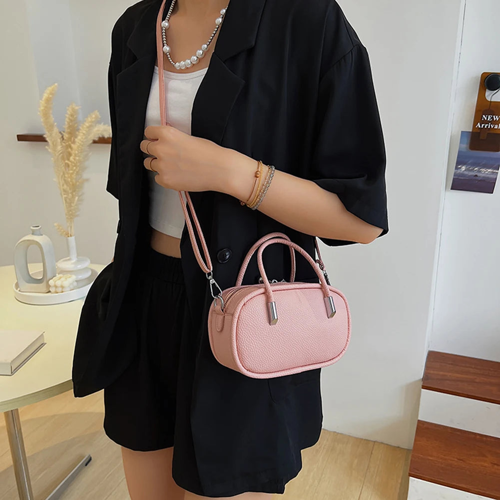 Women's Niche Crossbody Bag Solid PU Leather Tote