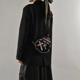 Gothic Style Heart-shaped Rivet Shoulder Bag