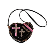 Gothic Style Heart-shaped Rivet Shoulder Bag