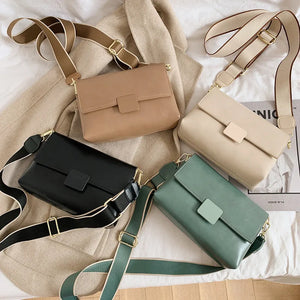 Retro Wide Shoulder Strap Handbag Autumn Winter Underarm Bag