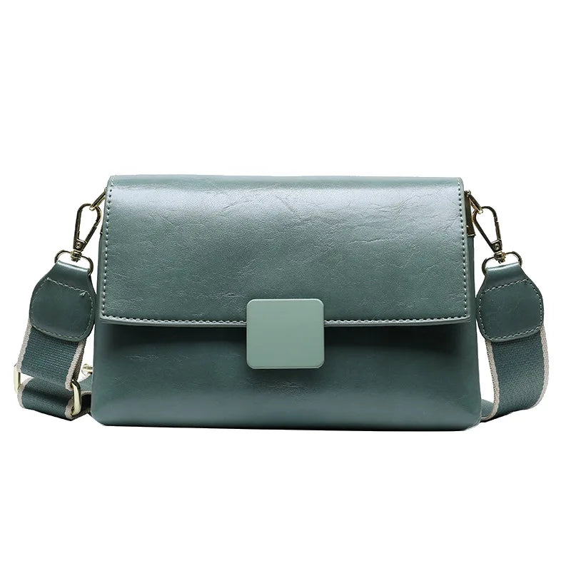 Retro Wide Shoulder Strap Handbag Autumn Winter Underarm Bag