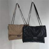 Embroidered Thread Metal Lock Chain Messenger Bag
