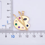 Zircon Copper Pendant Art Palette Necklace