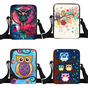 Night Bird Owl Print Small Shoulder Bag Boys Girls Messenger Bag