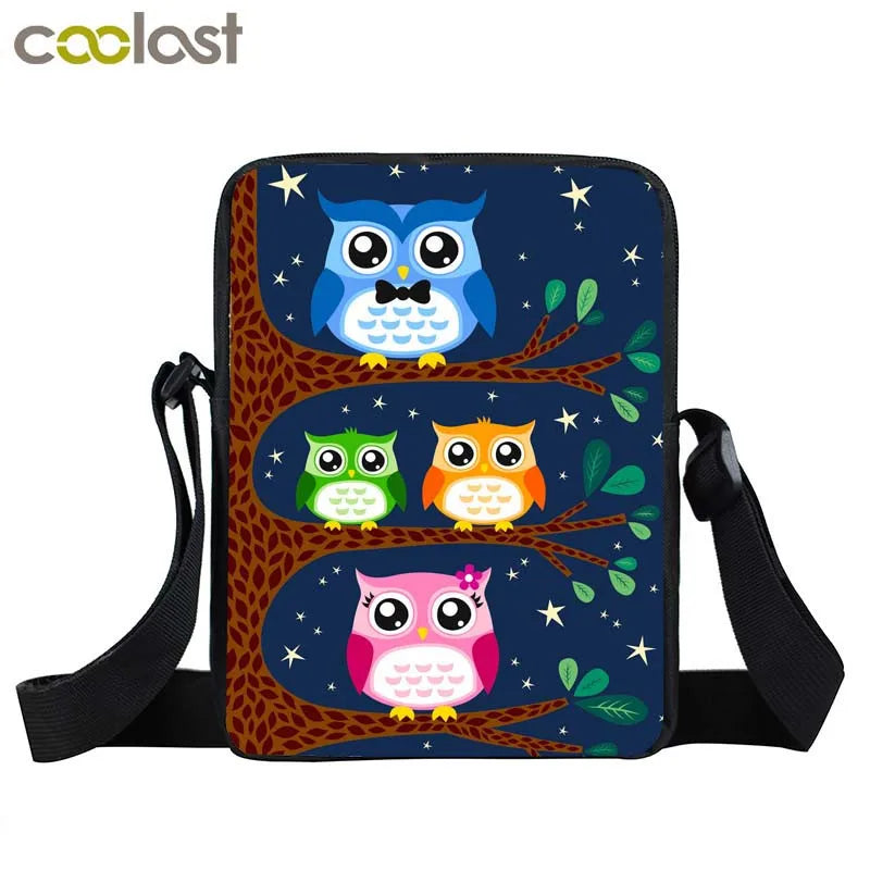 Night Bird Owl Print Small Shoulder Bag Boys Girls Messenger Bag