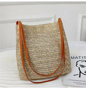 Women Knitted Rattan Straw Crossbody Bag Satchel Handbag