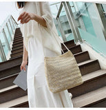 Women Knitted Rattan Straw Crossbody Bag Satchel Handbag