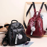 NoEnName Women Lady Anti-Theft PU Leather Rucksack Travel Shoulder Bag