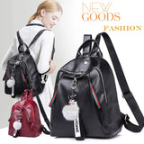 NoEnName Women Lady Anti-Theft PU Leather Rucksack Travel Shoulder Bag