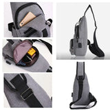 Nylon Sling Bag Backpack USB Charging Crossbody Shoulder Bag